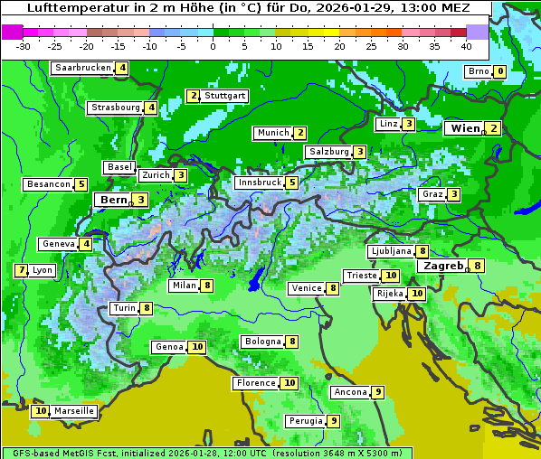 Temperatur, 29. 1. 2026