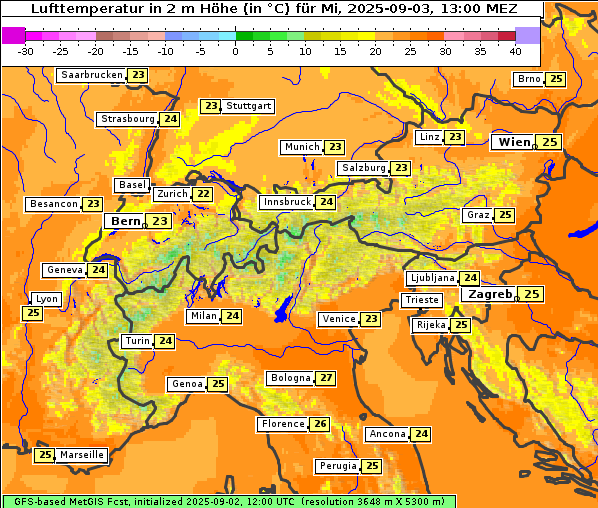 Temperatur, 3. 9. 2025