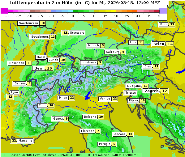 Temperatur, 18. 3. 2026