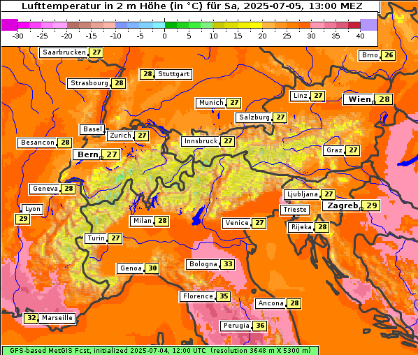 Temperatur, 5. 7. 2025