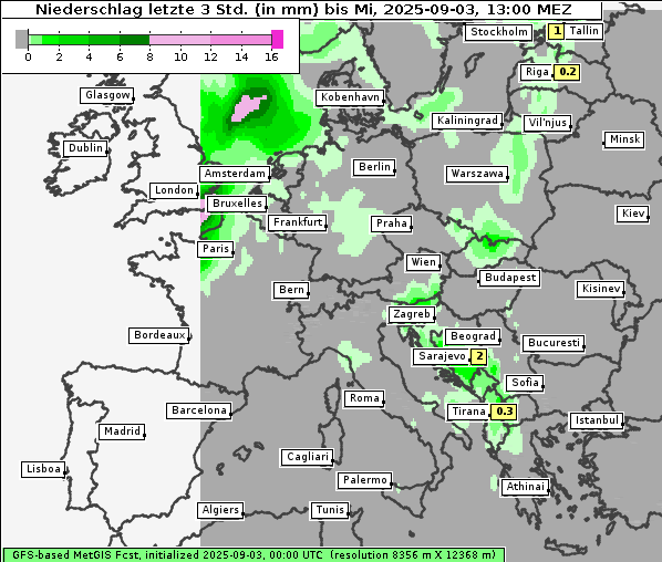 Niederschlag, 3. 9. 2025