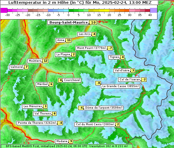 Temperatur, 24. 2. 2025