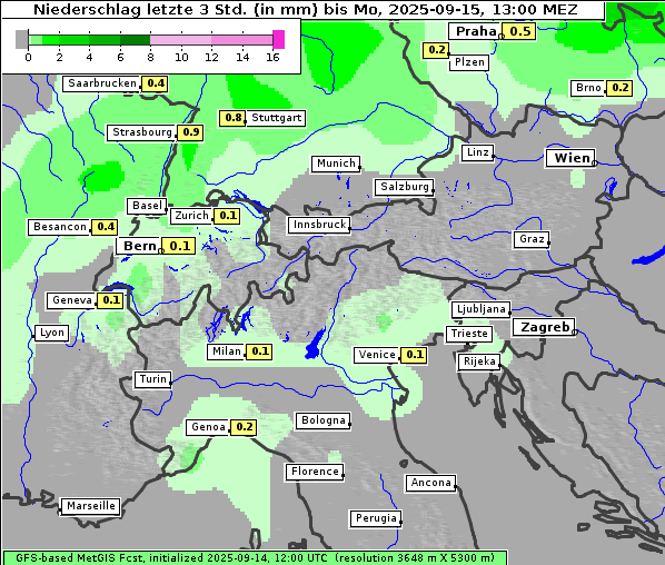 Niederschlag, 15. 9. 2025