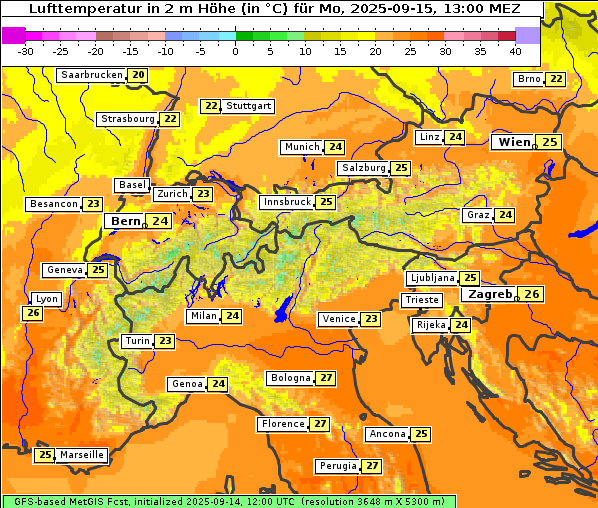 Temperatur, 15. 9. 2025