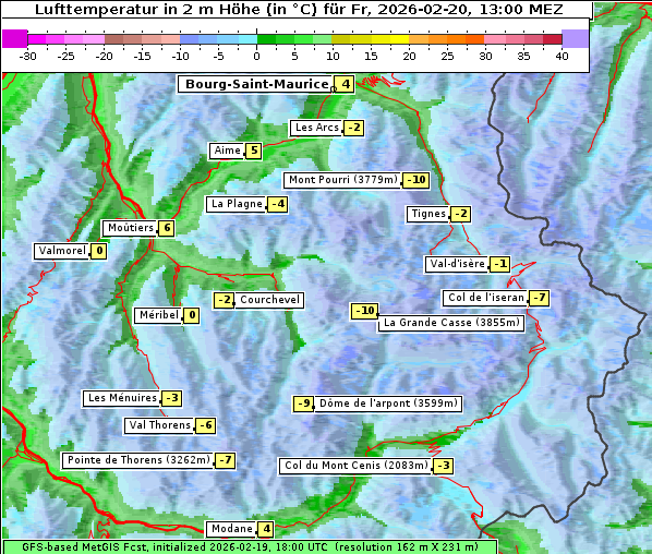 Temperatur, 20. 2. 2026
