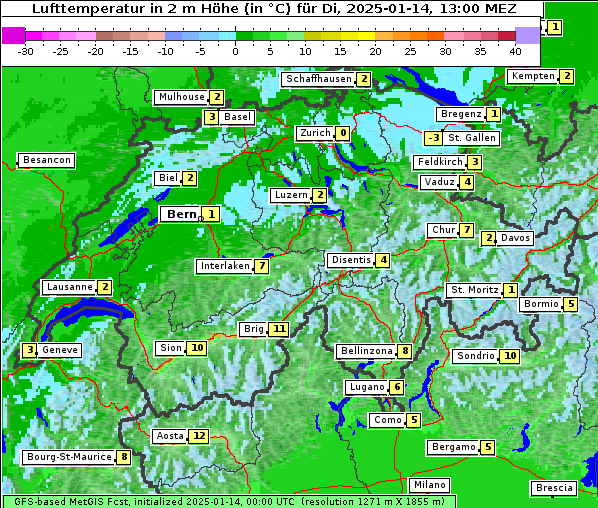 Temperatur, 14. 1. 2025