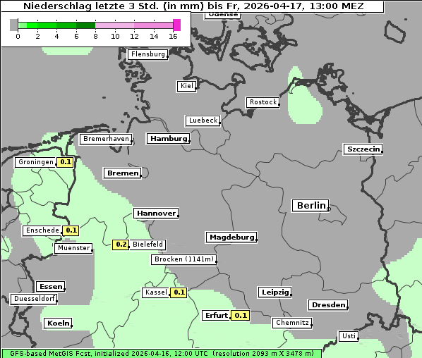 Niederschlag, 17. 4. 2026