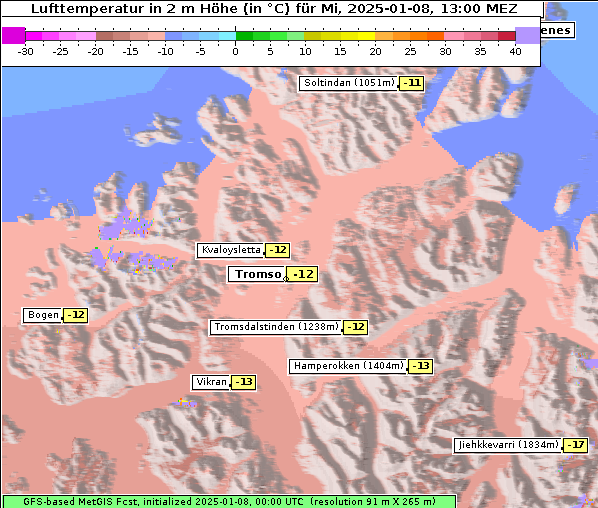 Temperatur, 8. 1. 2025