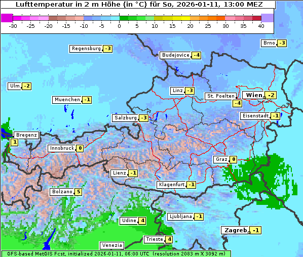 Temperatur, 11. 1. 2026