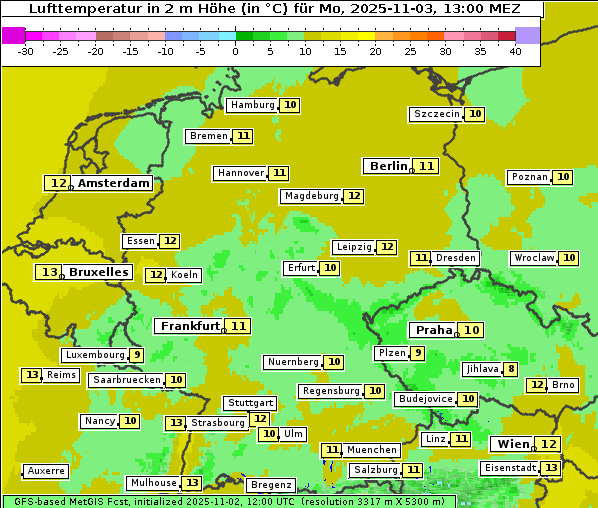 Temperatur, 3. 11. 2025