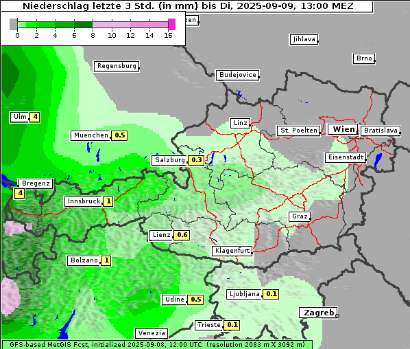 Niederschlag, 9. 9. 2025