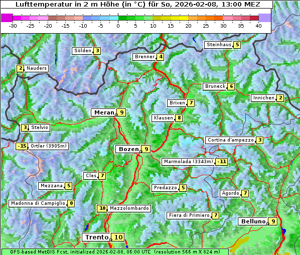 Temperatur, 8. 2. 2026