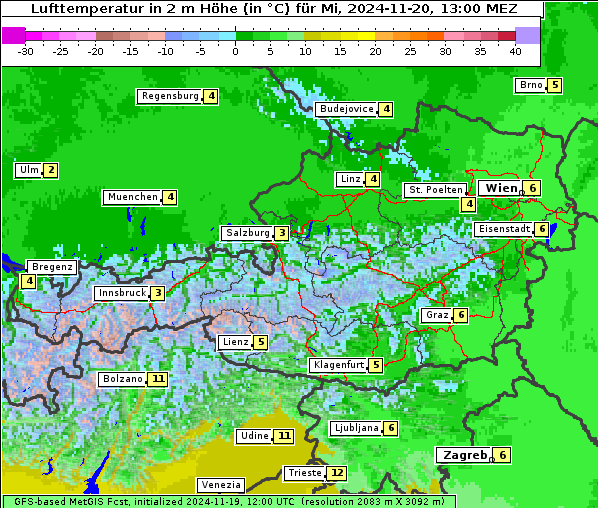 Temperatur, 20. 11. 2024