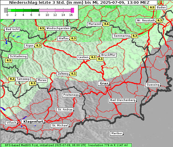 Niederschlag, 9. 7. 2025