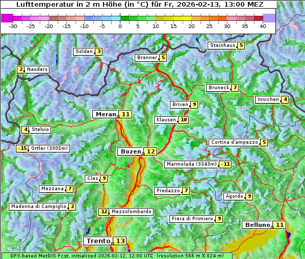 Temperatur, 13. 2. 2026