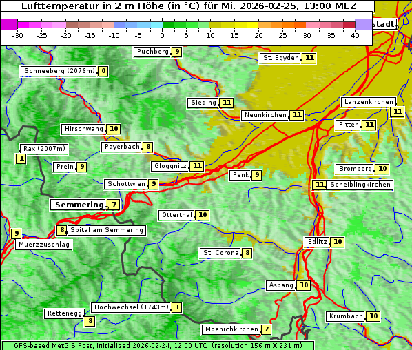 Temperatur, 25. 2. 2026