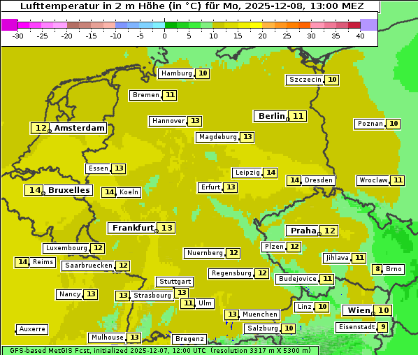 Temperatur, 8. 12. 2025