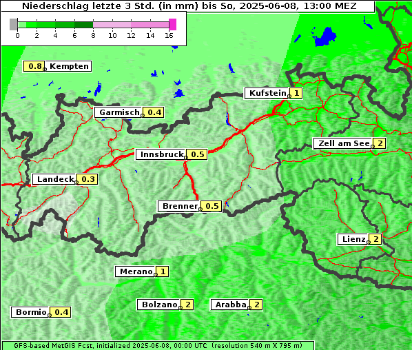 Niederschlag, 8. 6. 2025