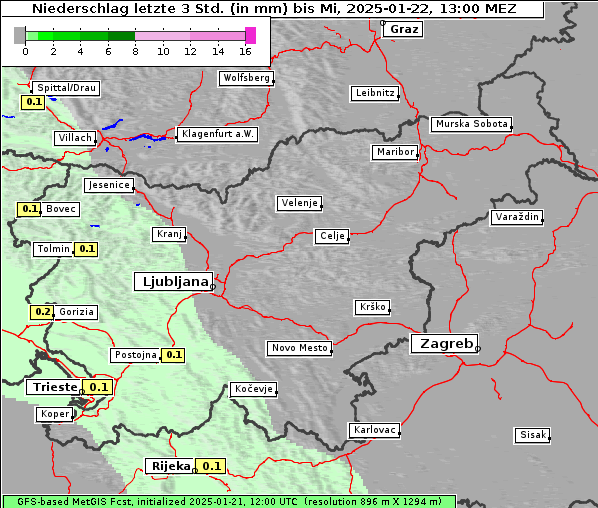 Niederschlag, 22. 1. 2025