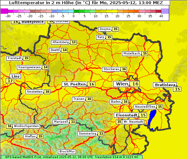Temperatur, 12. 5. 2025