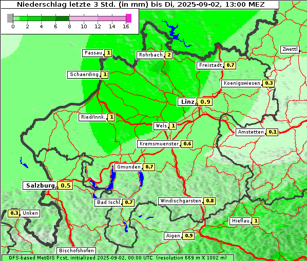 Niederschlag, 2. 9. 2025