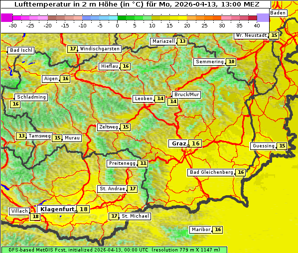 Temperatur, 13. 4. 2026