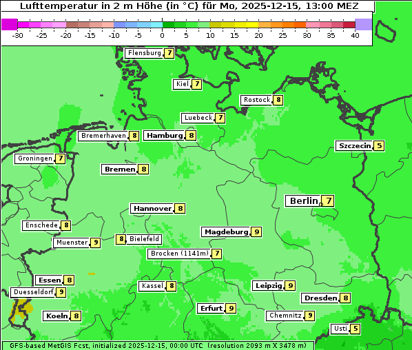 Temperatur, 15. 12. 2025