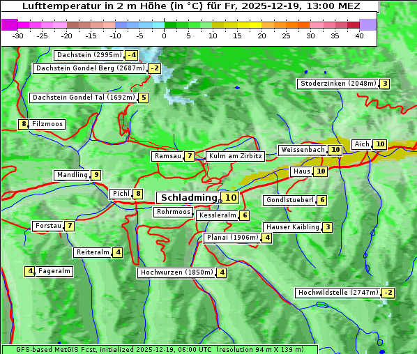 Temperatur, 19. 12. 2025