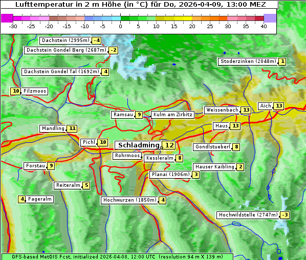 Temperatur, 9. 4. 2026
