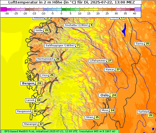Temperatur, 22. 7. 2025