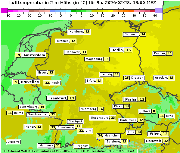 Temperatur, 28. 2. 2026