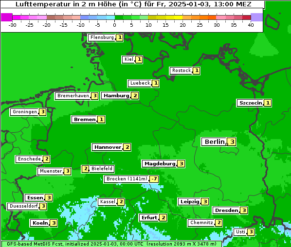 Temperatur, 3. 1. 2025