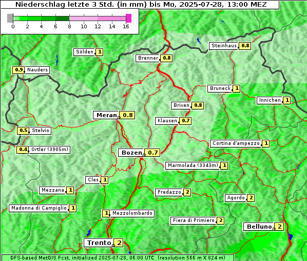Niederschlag, 28. 7. 2025