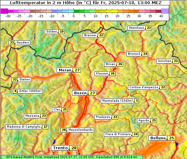Temperatur, 18. 7. 2025