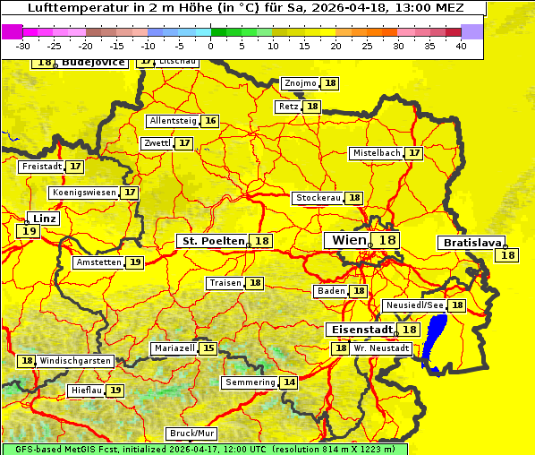 Temperatur, 18. 4. 2026