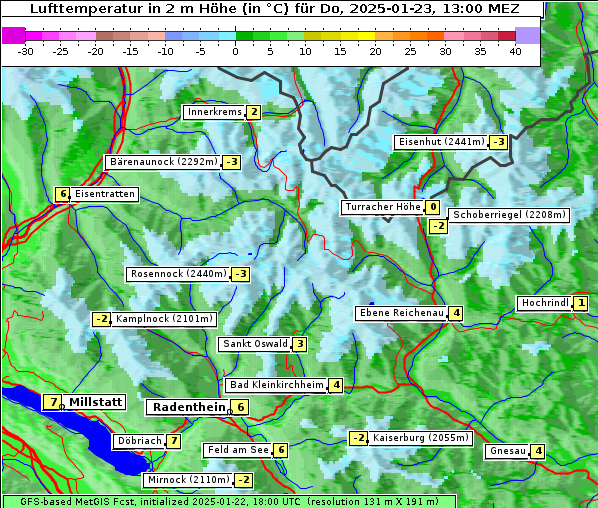 Temperatur, 23. 1. 2025