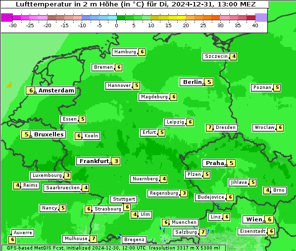 Temperatur, 31. 12. 2024