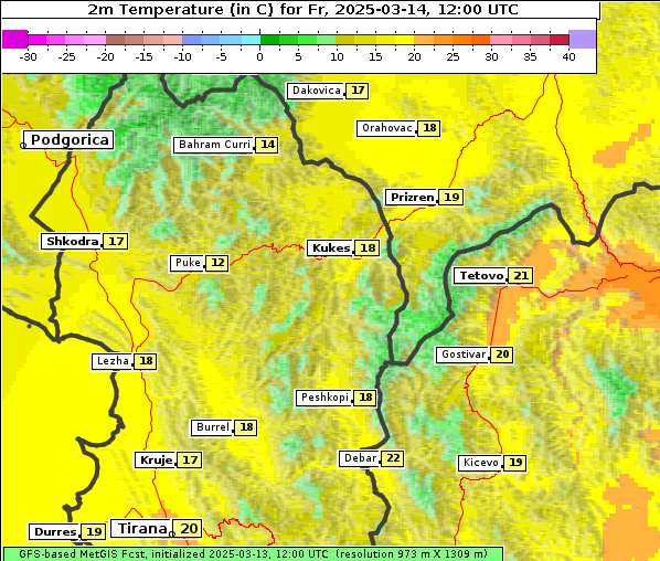 Temperatur, 14. 3. 2025