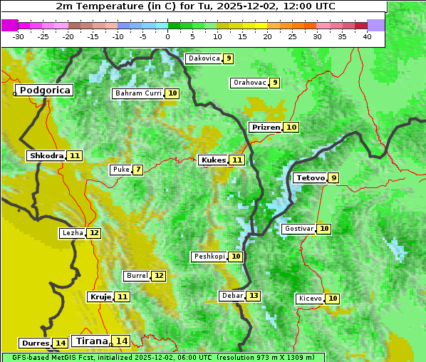 Temperatur, 2. 12. 2025