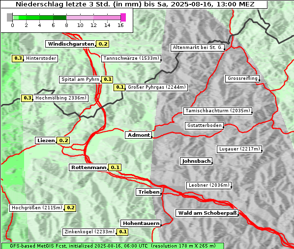Niederschlag, 16. 8. 2025