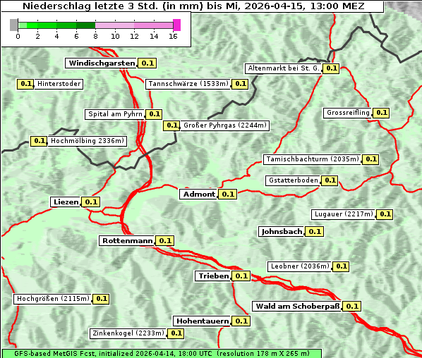 Niederschlag, 15. 4. 2026