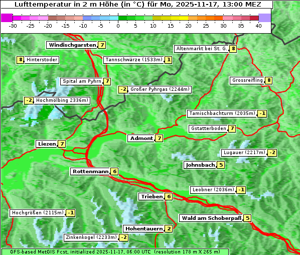 Temperatur, 17. 11. 2025