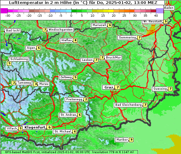 Temperatur, 2. 1. 2025