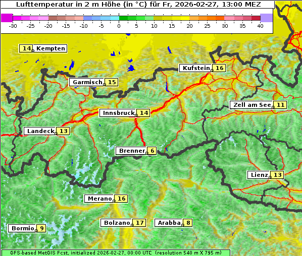 Temperatur, 27. 2. 2026