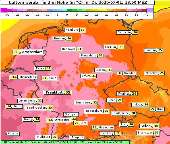 Temperatur, 1. 7. 2025