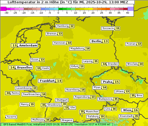 Temperatur, 29. 10. 2025