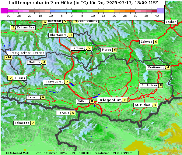 Temperatur, 13. 3. 2025