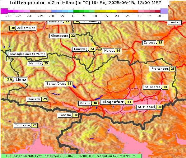 Temperatur, 15. 6. 2025
