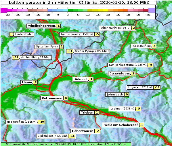 Temperatur, 10. 1. 2026