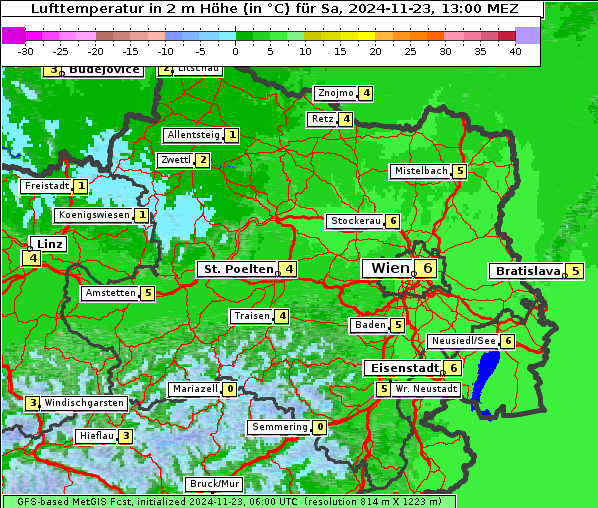 Temperatur, 23. 11. 2024